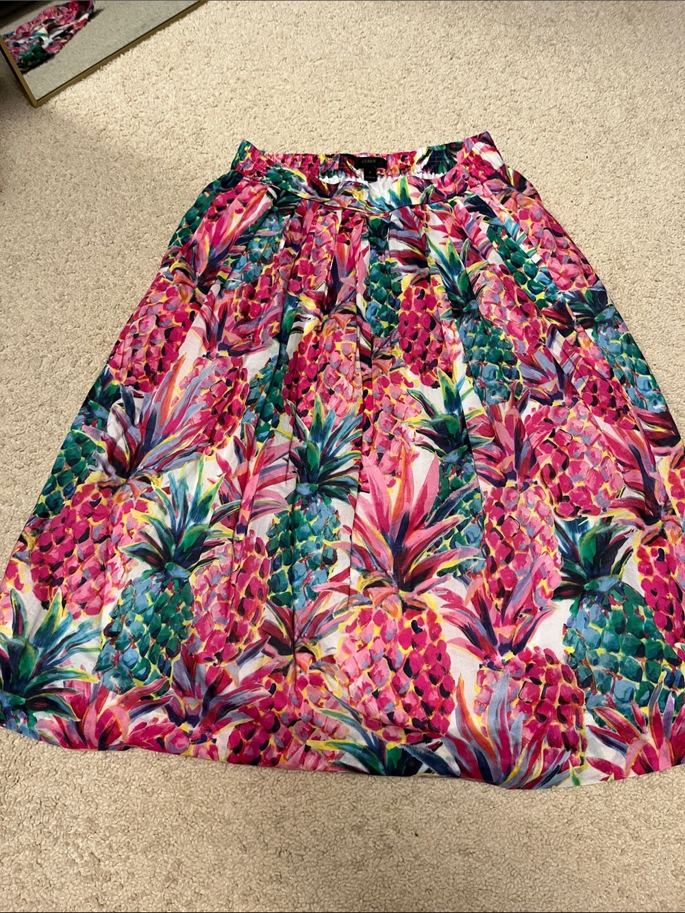 J. Crew Pink & Green Pineapple-Print Skirt